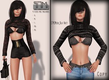 [TM]Mesh_Blk Knit Rolled Up Sweater