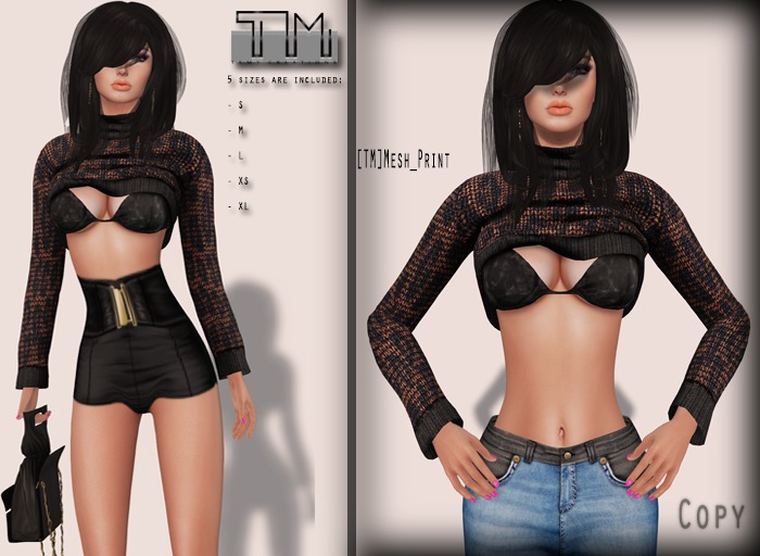 [TM]Mesh_Print Rolled Up Sweater