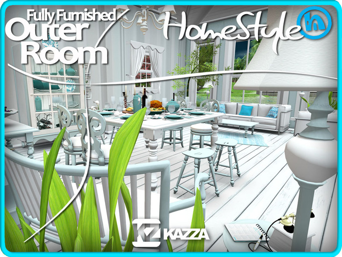 Second Life Marketplace KAZZA HomeStyle Fully Furnished Outer Room furniture