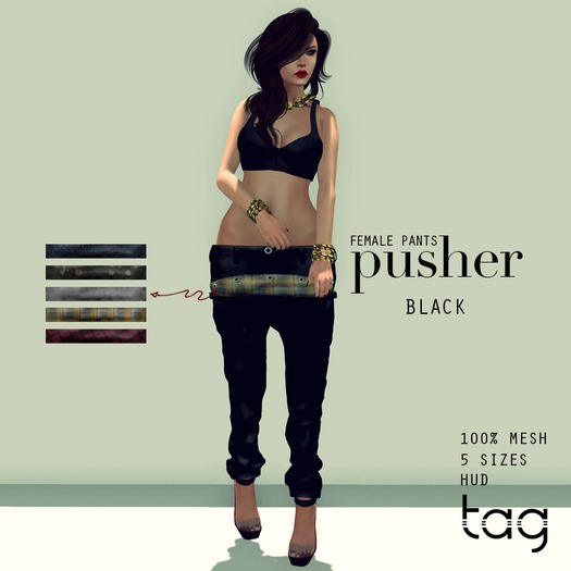 tag. female pusher pants - [black]