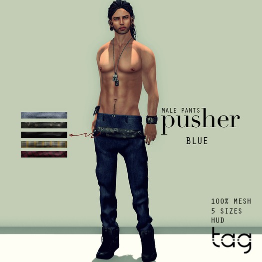 tag. male pusher pants - [blue]