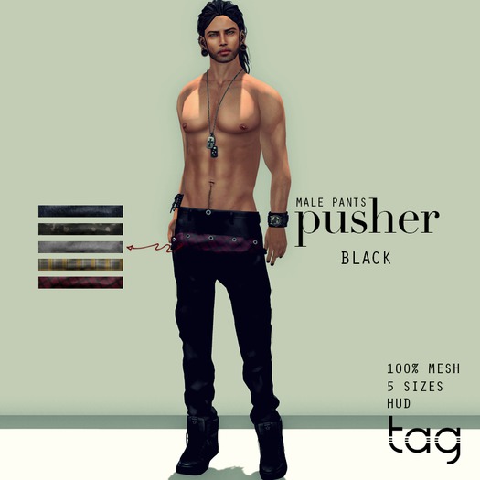 tag. male pusher pants - [black]