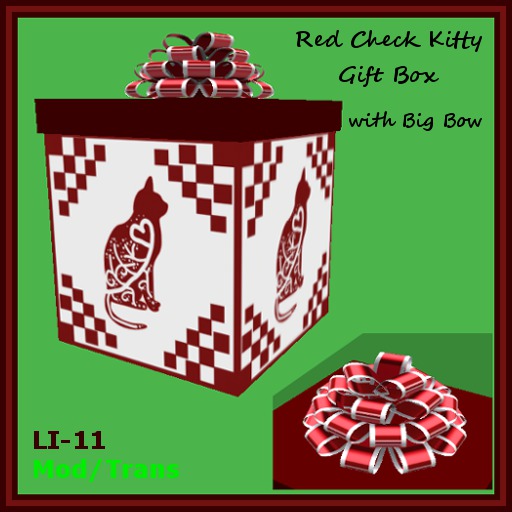 Red Check kitty w/ Big Bow - Gift Box Bagged
