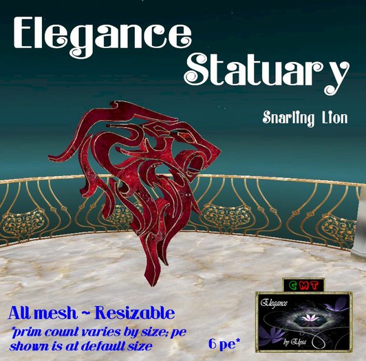 *EbE* Statuary: Lion Snarling (red)