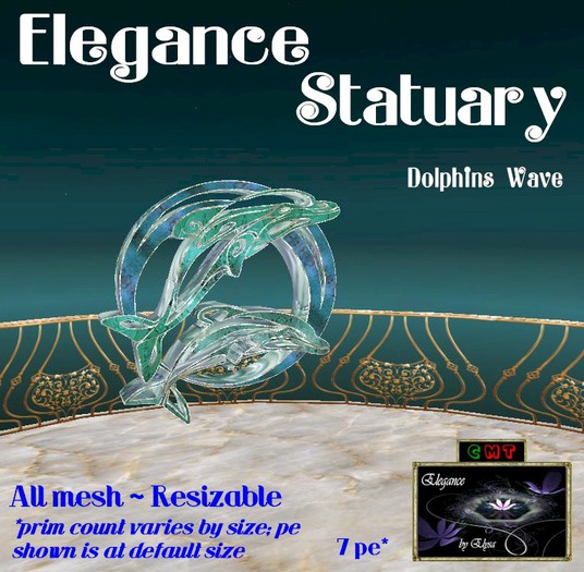 *EbE* Statuary: Dolphins Wave (blue&aqua) (bag)