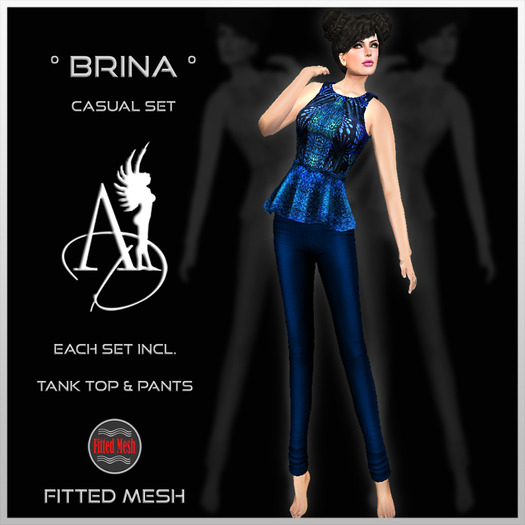 AngelDessous-Brina-casual fitted mesh-blue