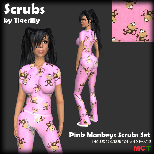 *SCRUBS* Pink Monkeys Printed Scrubs Set
