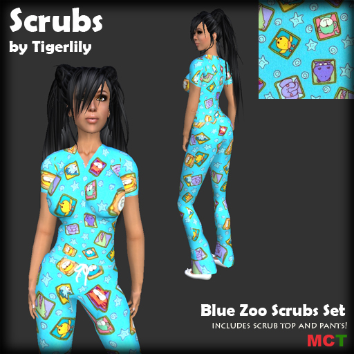 *SCRUBS* Blue Zoo Printed Scrubs Set