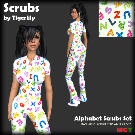 *SCRUBS* Alphabet Printed Scrubs Set 