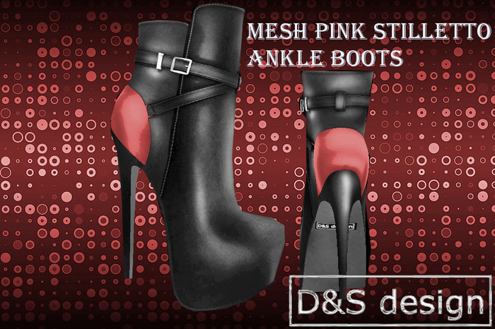 D&S design Mesh black /pink Stilletto Ankle Boots