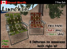 Lawn Chairs - Red/Green DIRTY (2 Pack!!)