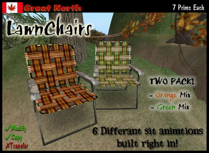 Lawn Chairs - Orange/Green (2 Pack!!)