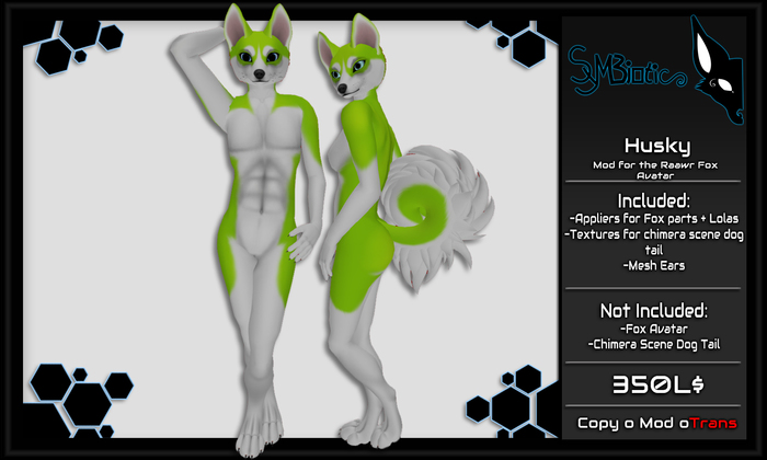 [Symbiotic] Raawr Fox/ Husky Chartreuse Mod