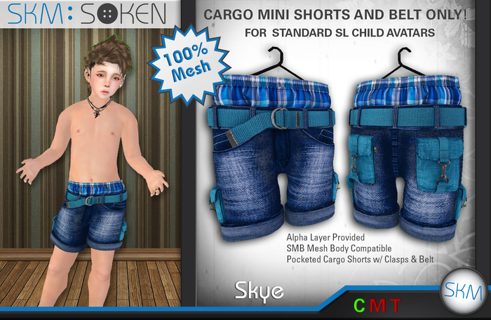 [SKM] Jeans Cargo Mini Shorts MESH