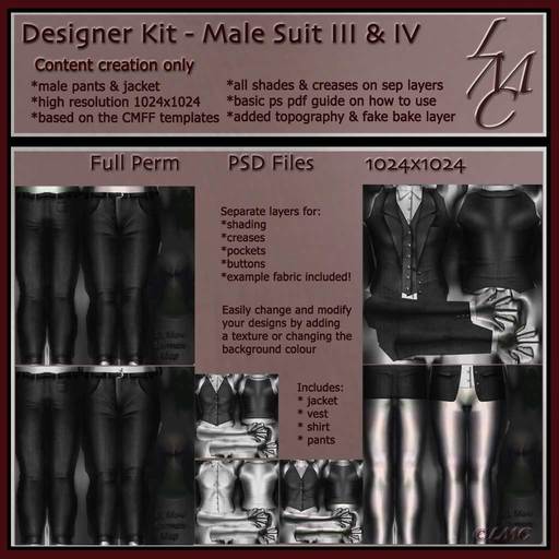 LMC Alpha Templates PSD Files - Male Suit III & IV- BOM