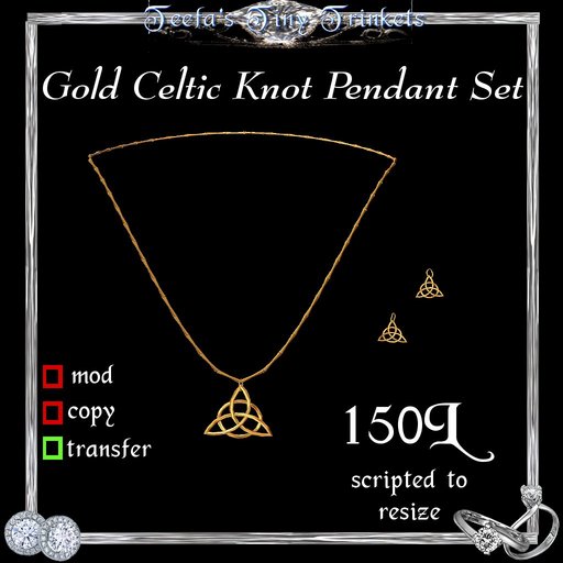 !~TTT~! Gold Celtic Knot Pendant Set