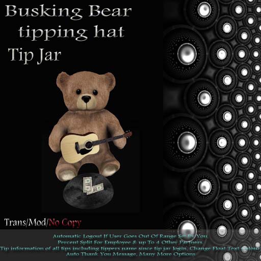 Busking Bear Tipping Hat Tip Jar (Black Hat)