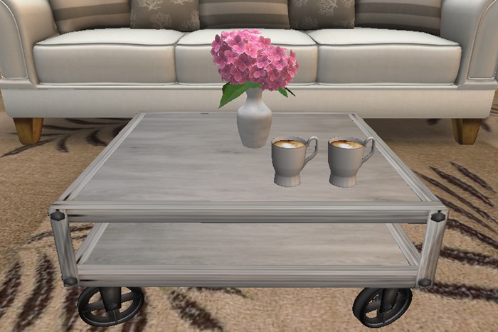 Coffee Cart Table White w/ Coffee Giver
