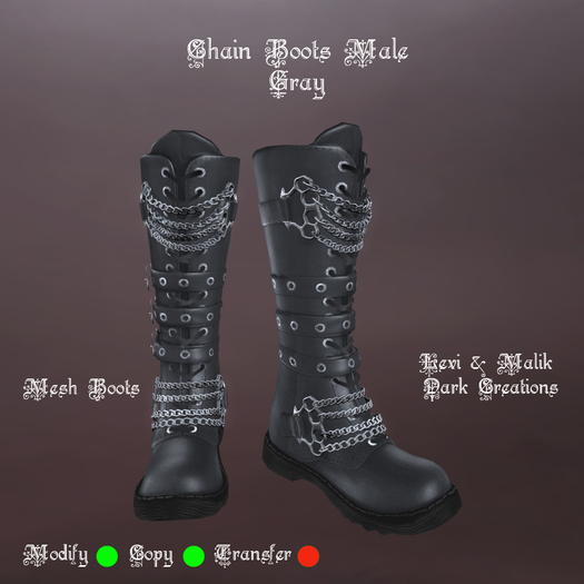 Chain Boots Male Gray