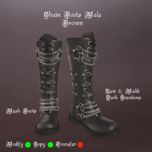 Chain Boots Male Brown