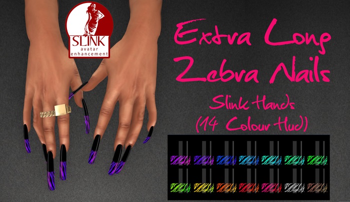 IAF Extra Long Zebra Nails (Slink Hands) (Relaxed)