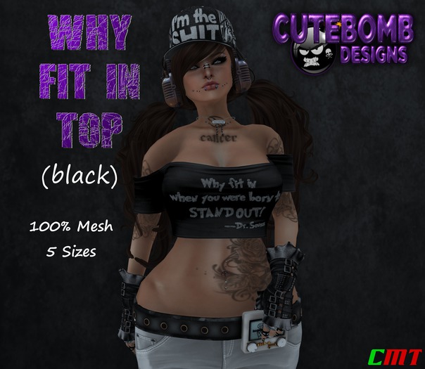 CuteBomb Why Fit In Top (Black)