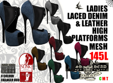 Mesh Head - Laced Denim & Leather High Platforms - SLINK HIGH