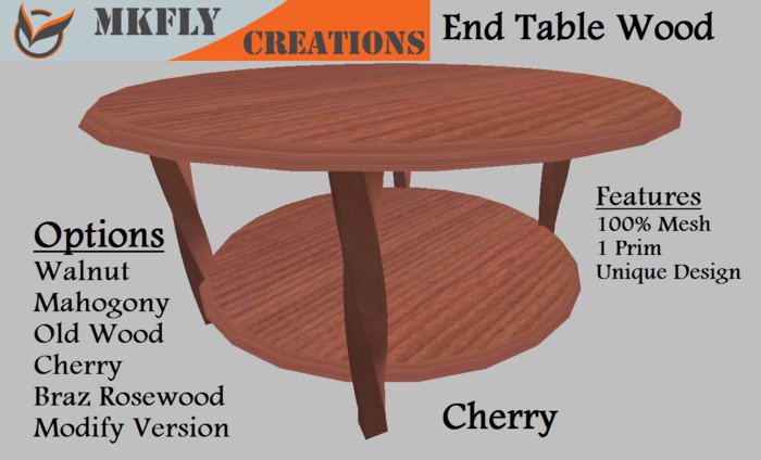 End Table All Wood Oval Mesh