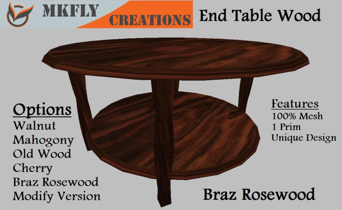 End Table All Wood Oval Mesh