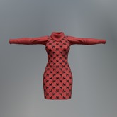 Red Black Cat Mesh Dress