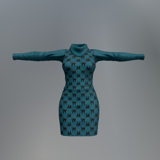 Teal Black Cat Mesh Dress