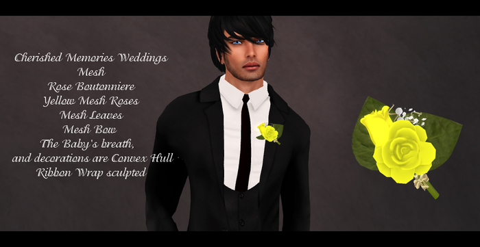 Mesh Boutonniere Yellow Rose 
