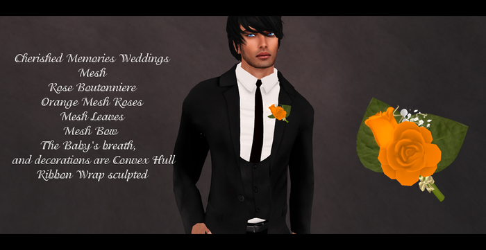 Mesh Boutonniere Orange Rose