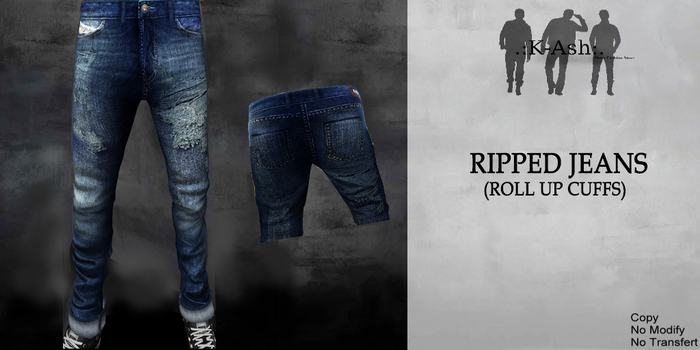 . : K-Ash : . Box DEMO Ripped Jeans (Roll Up Cuffs)
