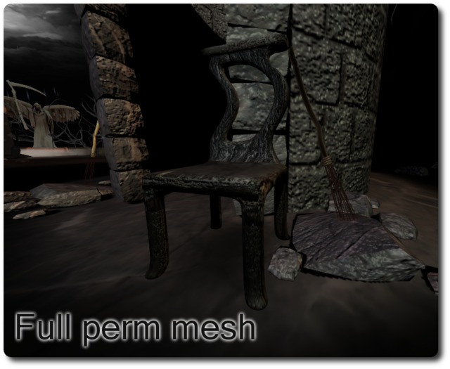 FULL PERM MESH WOOD CHAIR
