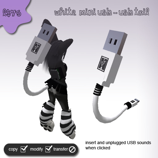 White MINI USB to USB Tail (with sound)