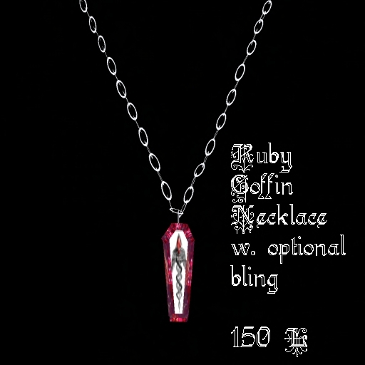 ^v Gothic Touch v^ Ruby Coffin Necklace w. optional bling