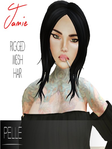 Pelle - JAMIE RIGGED MESH HAIR BLACK