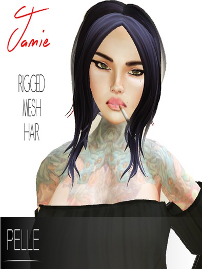 Pelle - JAMIE RIGGED MESH HAIR RAVEN