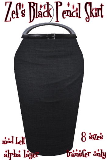 Zef's Rockabilly Black Pencil Skirt 