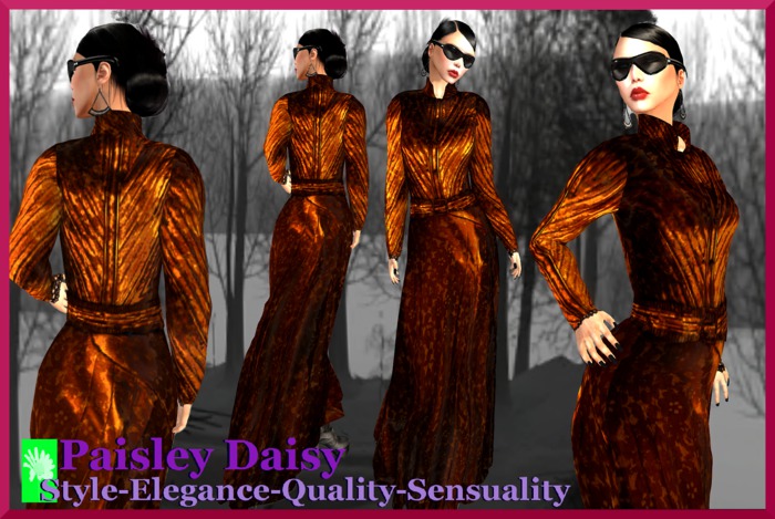 Paisley Daisy- Leather Loaded  Rust Long Coat 