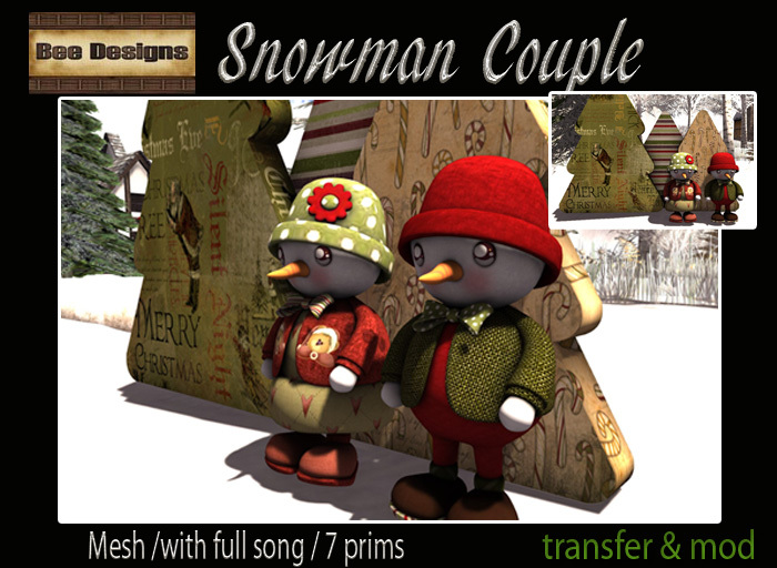 .:Bee Designs:.Snowman couple- transfer