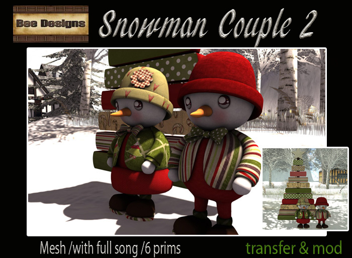 .:Bee Designs:.Snowman couple 2 -transfer