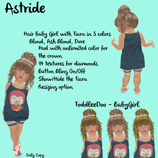 Toddleedoo Baby Astride Hair with Tiara Blond