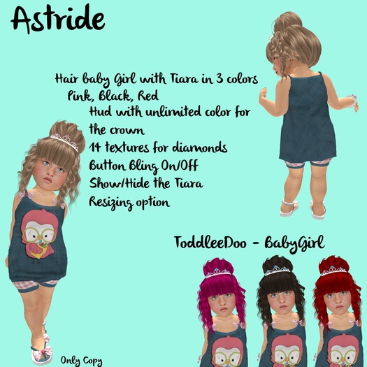 Toddleedoo Baby Astride Hair with Tiara black