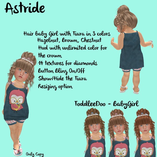 Toddleedoo Baby Astride Hair with Tiara brown