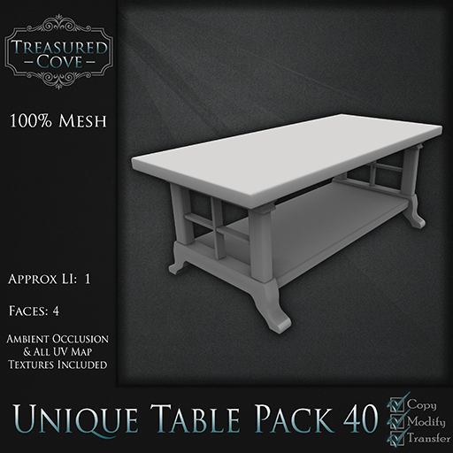 -TC- Unique Table Pack 40 Mesh 50% Discount!!
