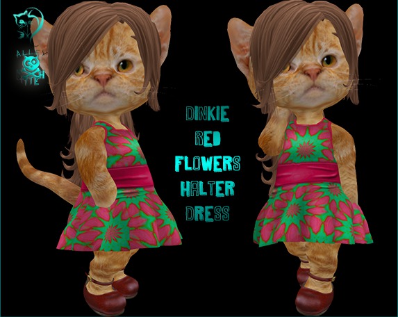 Dinkie Red Flowers Halter Dress