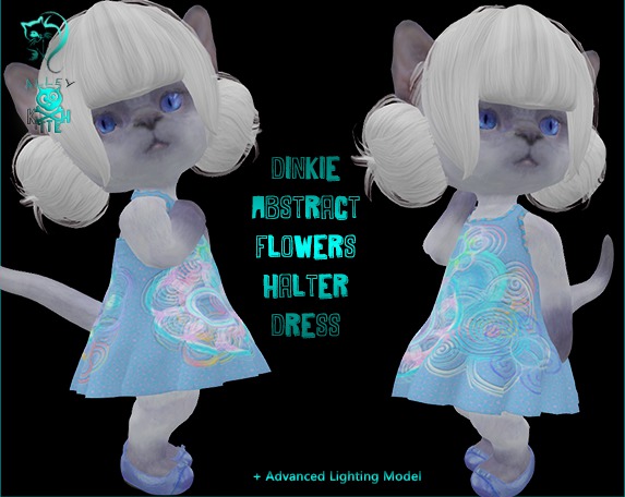 Dinkie Abstract flowers  Halter  Dress