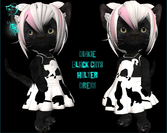 Dinkie Black Cats Halter Dress
